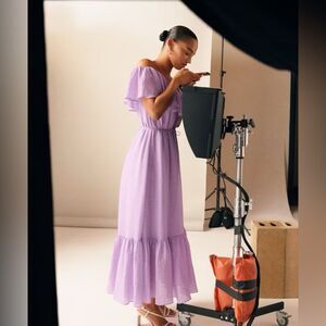 & OTHER STORIES Frill Maxi Dress in Purple 4 NWT